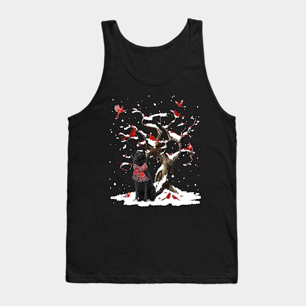 Black Labrador Scarf Cardinal Snow Christmas Tank Top by cogemma.art